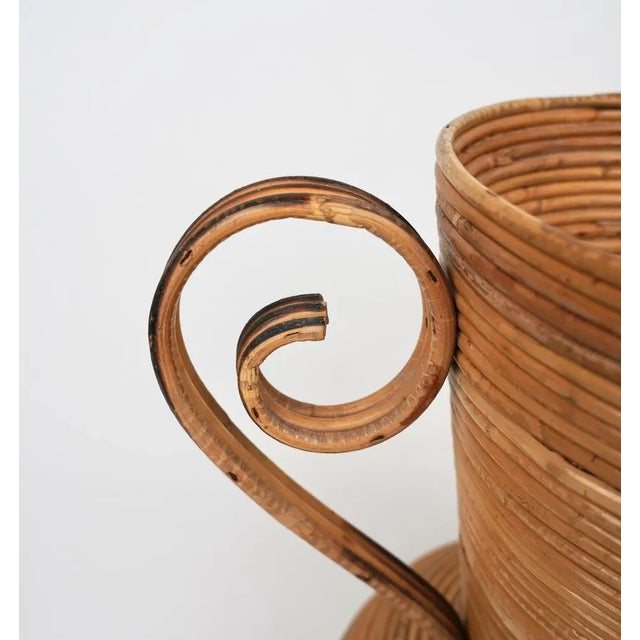 Italian Rattan Amphora Vase by Vivai Del Sud, 1960s For Sale - Image 11 of 13