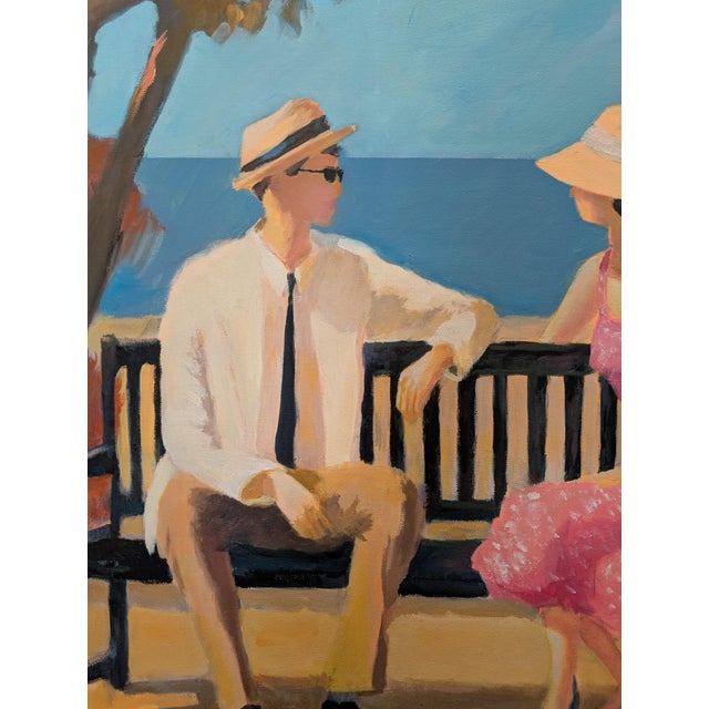 Bermona is a 30x24" original oil painting by Paul Scaturro that captures a serene coastal moment infused with warmth,...