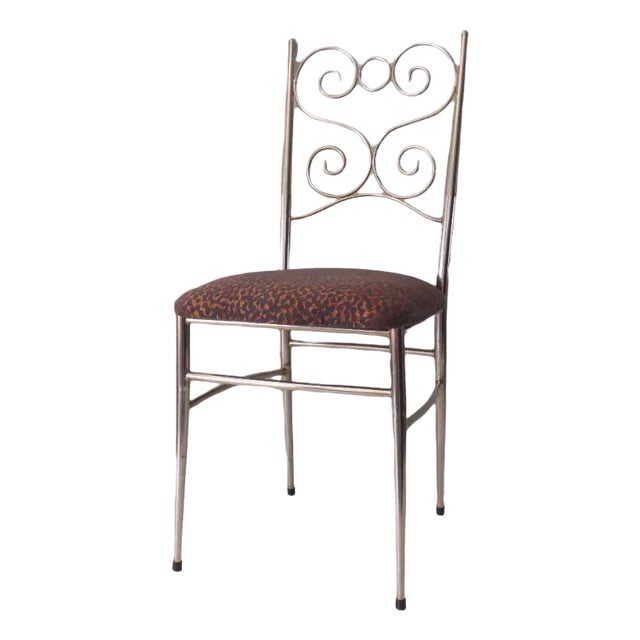 Brass Chair with New Upholstery, Italy, 1950s For Sale