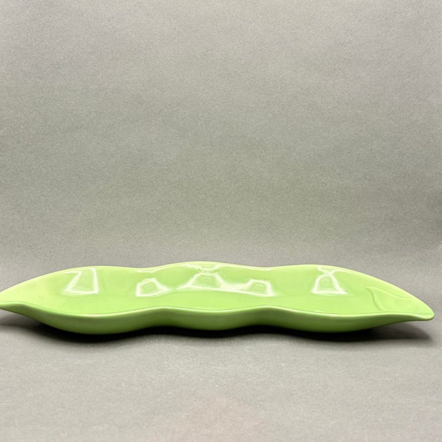 Mid 20th Century Vintage Mid Century Modern Green Bean Ceramic Serving Dish For Sale - Image 5 of 9