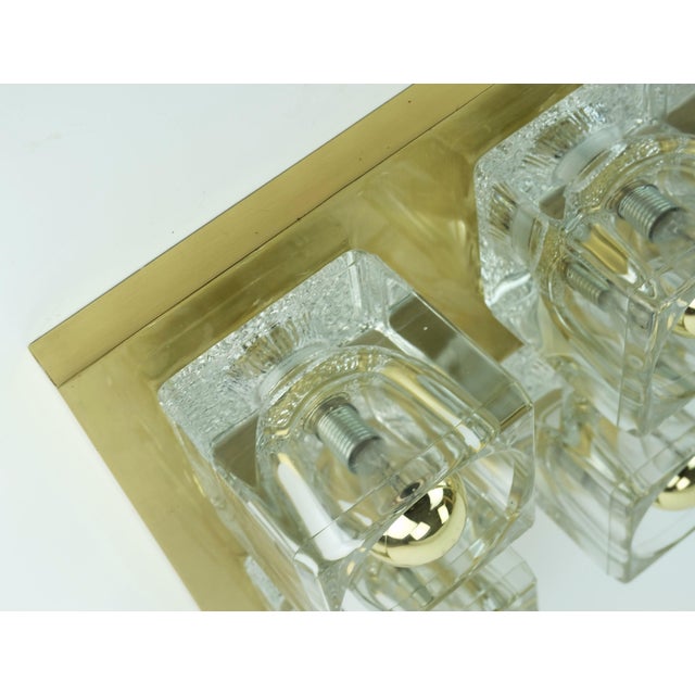1970s Mid-Century Modern Brass Ceiling Light with Glass Cubes from Peill & Putzler, 1960s For Sale - Image 5 of 13