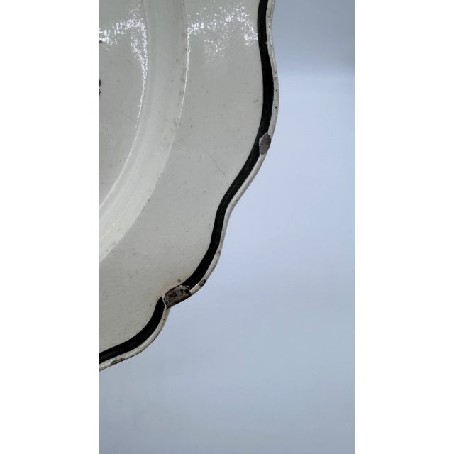A Very Nice Antique English Liverpool Creamware Plate With Black Transfer Ship, Circa 1780's For Sale - Image 10 of 14