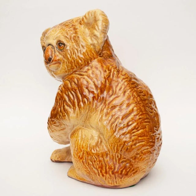 1950s Italian Majolica Large Koala Bear Figurine For Sale - Image 4 of 13