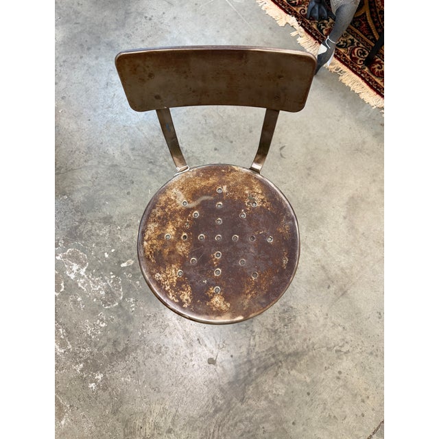 Vintage Mid-20th Century Industrial Steel Shop Desk & Matching Stool For Sale - Image 10 of 11