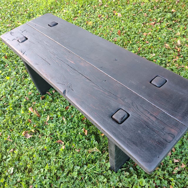 Rustic European Yakisugi Charred Finish- Unique Reclaimed Barn Wood Bench, Entry, Bedroom, Garden, Hall, For Sale - Image 3 of 7