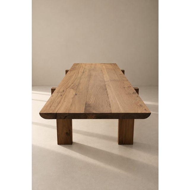 Brown Large Brutalist Elm Dining Table by Luigi Gorgoni, 1970s For Sale - Image 8 of 11