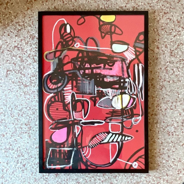 Add a burst of color and energy to your space with this stunning Vintage Boho Abstract Oil Painting. This one-of-a-kind...