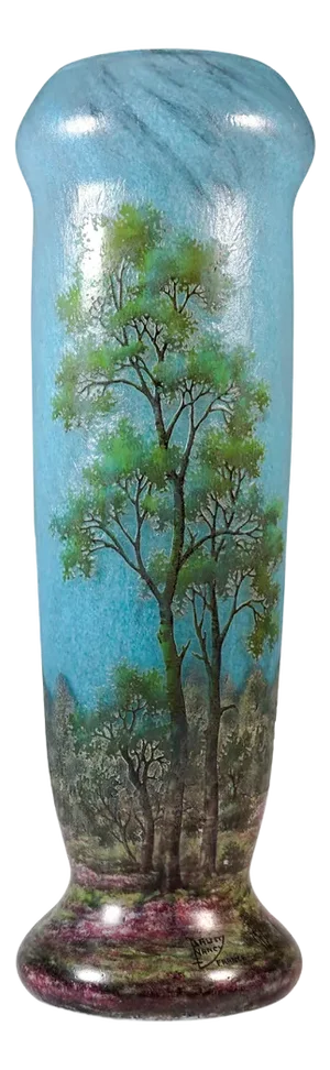 Large Art Nouveau Cameo Vase with Spring Landscape from Daum Nancy, France, 1910s
