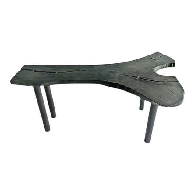 Black One Slab Free Form Living Edge Bar or Console Table For Sale
