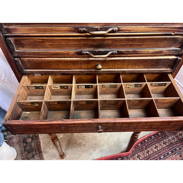 Antique 1930s German Gutermann Haberdashery Thread Cabinet on Raised Stand For Sale In Dallas - Image 6 of 14