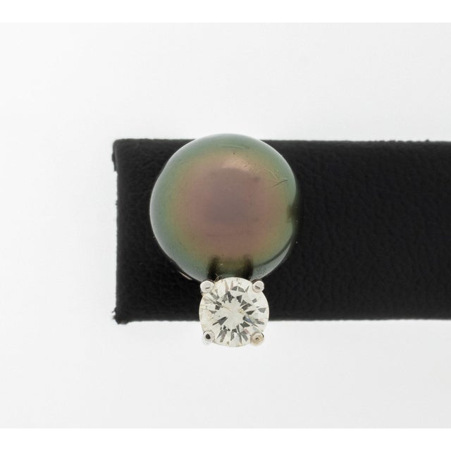 Gray Tahitian Pearl, Diamond, and 14k White Gold Jewelry Set For Sale - Image 8 of 11