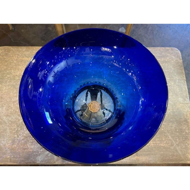 19th Century Empire Style Bronze and Cobalt Blue Glass Centerpiece For Sale In Dallas - Image 6 of 6