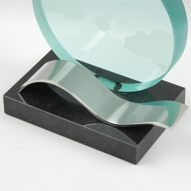 Glass Modernist Bookends Black Granite and Glass Slab, circa 1980 For Sale - Image 7 of 8