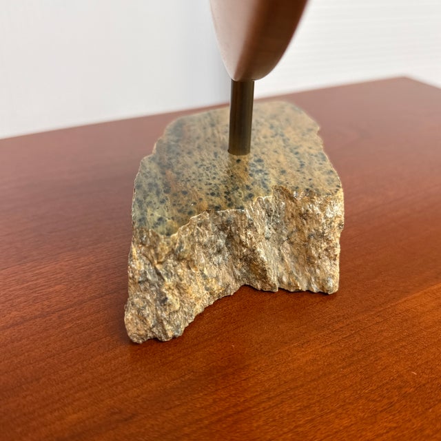 2020s Reclaimed Live Edge Wood Sculpture + Stone Base For Sale - Image 5 of 12
