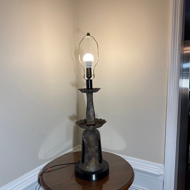 Gray Vintage Asian Style Pagoda Iron Lamp For Sale - Image 8 of 8