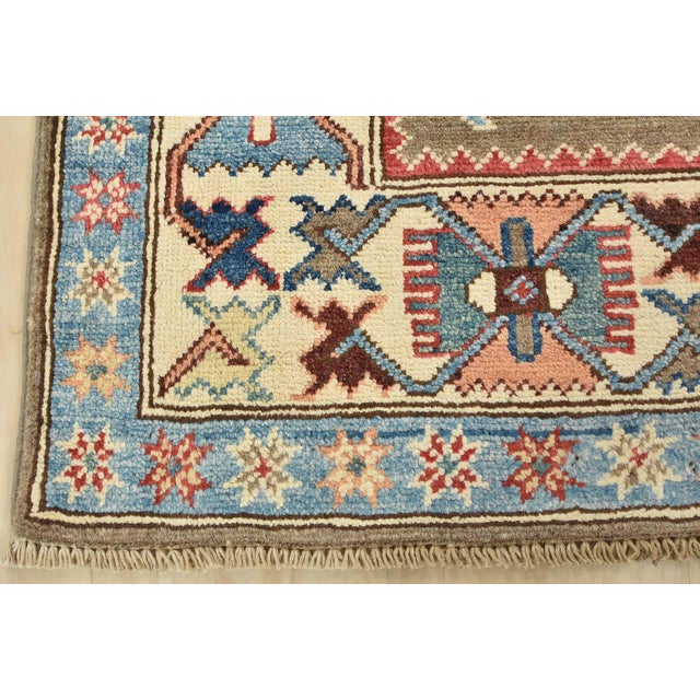 Kazak Rug 3’11” X 5’10” Brown Wool Tribal Hand-Knotted Oriental Carpet For Sale - Image 9 of 12
