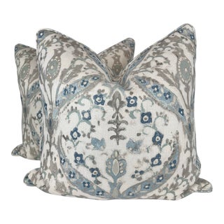 Colefax & Fowler "Yasamin" in Old Blue Pillows- a Pair For Sale