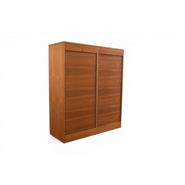 Brown Danish Modern Tambour Locking File Cabinet in Teak | 1960s For Sale - Image 8 of 12
