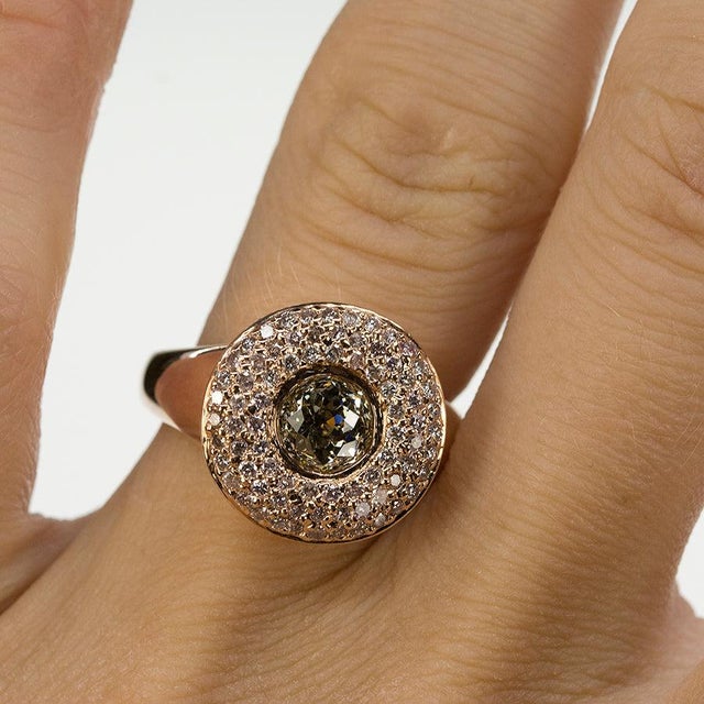 Contemporary Late 20th Century 14k Rose gold ring set with one rose cut diamond, Size 7.25 For Sale - Image 3 of 4