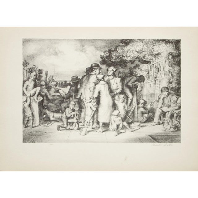 1939 After Charles Locke "The Terrace", First Edition Period Offset Lithograph For Sale - Image 9 of 9