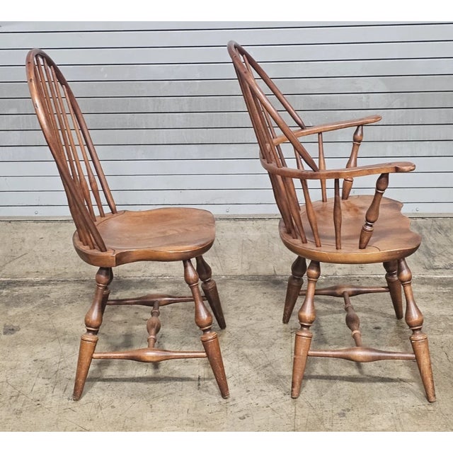 Set of 6 Nichols & Stone (Stickley) Sack Back Arm & Bow Back Side Windsor Chairs For Sale - Image 9 of 14