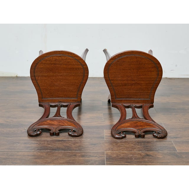 Pair of English Mahogany Hall Chairs with Carved Eagle Heads, 19th Century For Sale - Image 11 of 11