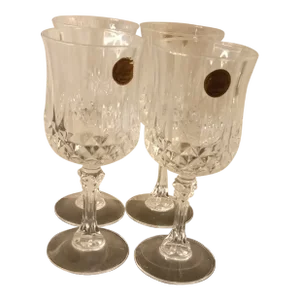 1980s Cristal D Arques Longchamp France Crystal Goblets- Set of 4