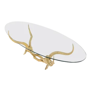 Antelope Horn Oval Coffee Table Dikran Khoubesserian for Fondica France Patina