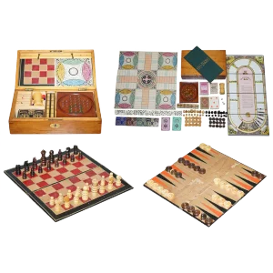 Victorian Hardwood Games Compendium Including Chess & Dice, 1890s