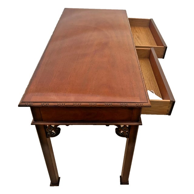 Vintage Baker Furniture Writing Table Historic Charleston Chippendale Mahogany For Sale - Image 9 of 13