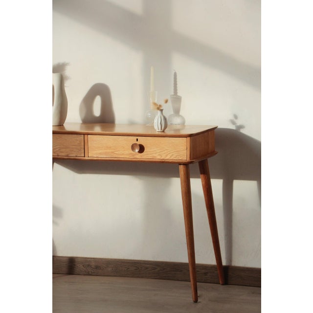 Mid-Century Modern Vintage Console Table in Oak, 1960s For Sale - Image 3 of 15