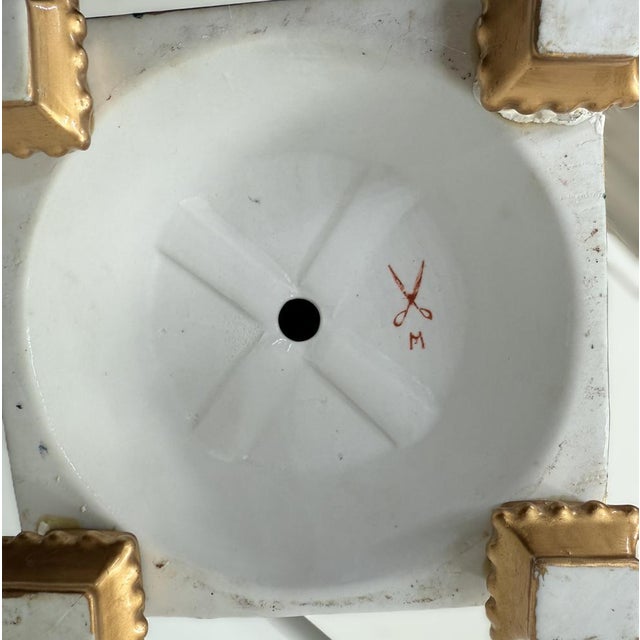 Large Antique Dresden Compote with Cherubs & Scalloped Floral Bowl by Karl Richard Klemm, 1890s-1910s For Sale - Image 4 of 11