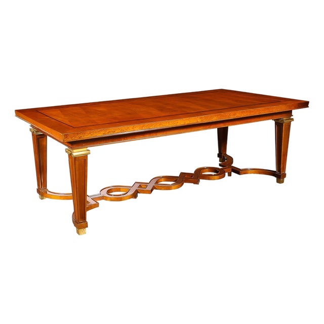 Art Deco Directoire Style Book-Matched Walnut Dining Table From l'Art De Vivre For Sale