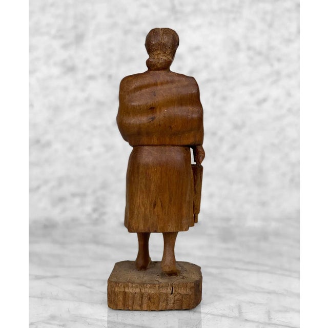 Tribal Vintage African Figural Woman & Baby Wood Carved Sculpture For Sale - Image 3 of 10