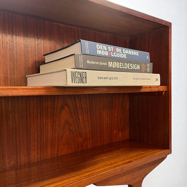 Danish Teak Desk with Fold-out Top and Bookshelves, 1960s For Sale - Image 10 of 13