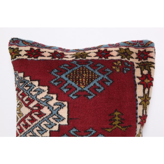 Handwoven Vintage Turkish Throw Rug Pillow Cushion Cover -22'' X 22'' For Sale - Image 4 of 10
