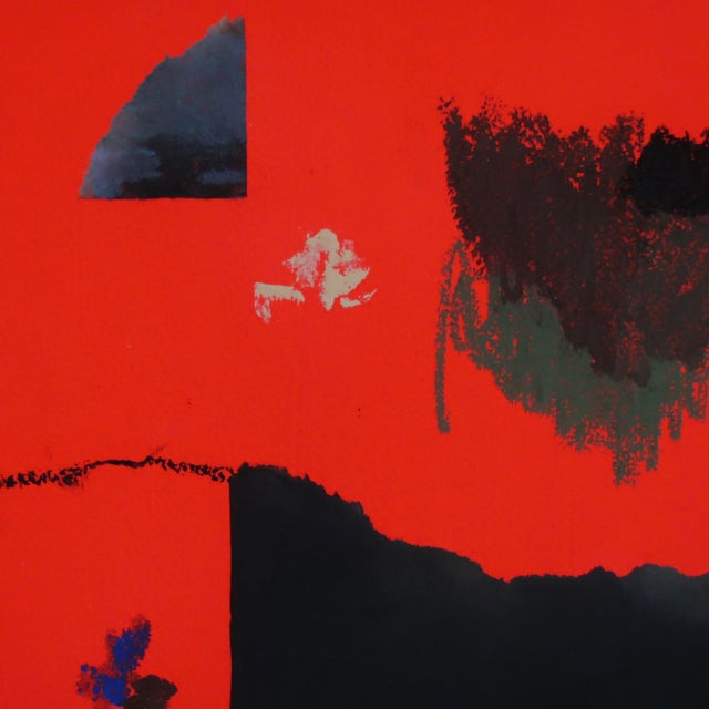 "My Hands Are Too Small to Hold the Earth" Contemporary Fluorescent Red Abstract Painting on Paper by Casey R Klein For Sale - Image 9 of 11