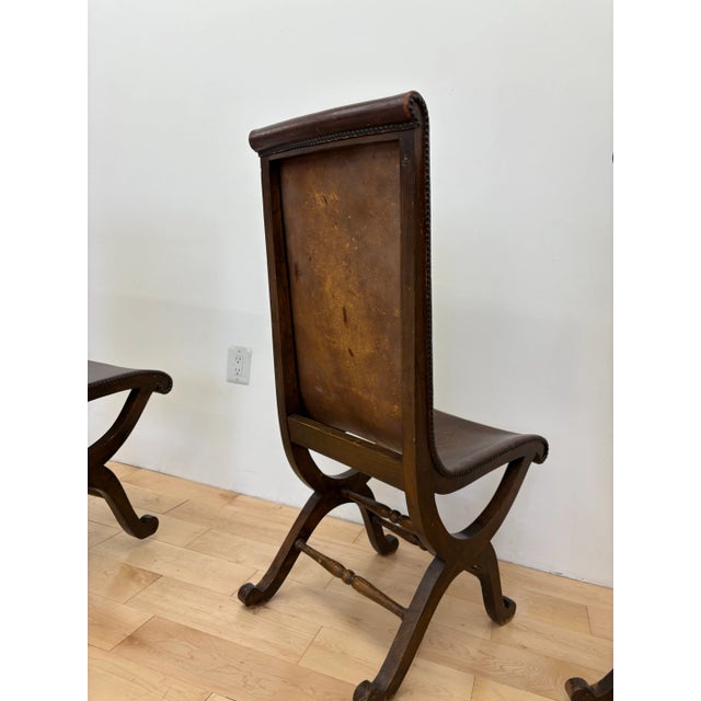 1940s Pierre Lottier Brown Spanish Slipper Chairs by Almazan, 1950s For Sale - Image 5 of 11