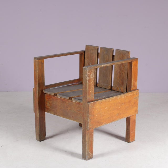 Teak Wooden Side Chair in Rietveld Crate, Netherlands, 1960s, Set of 4 For Sale - Image 9 of 12
