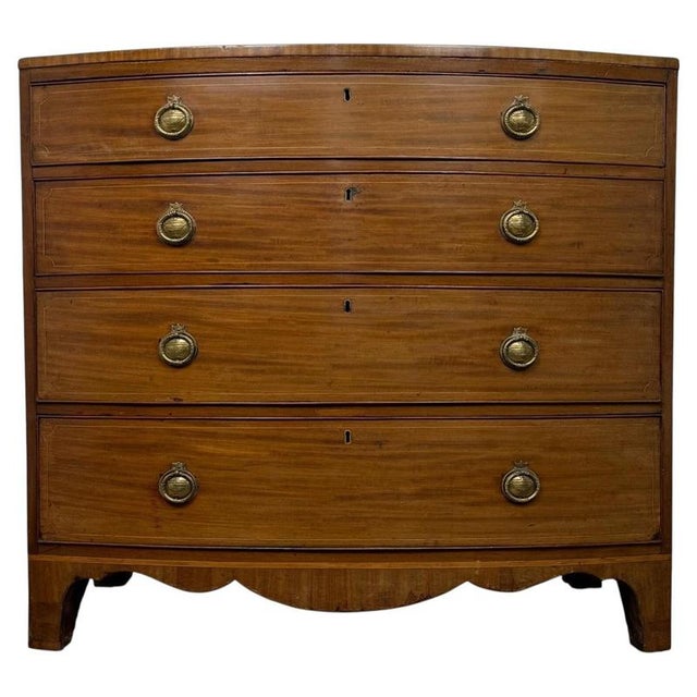 Early 19th Century Inlaid Mahogany Bow Front Chest For Sale - Image 12 of 12