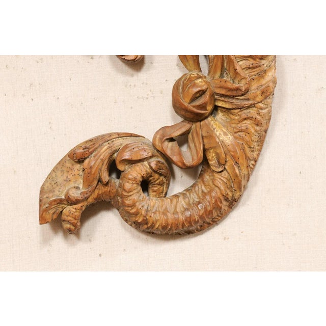 Wood Antique French Cornucopia Wall Plaques - A Pair For Sale - Image 7 of 11