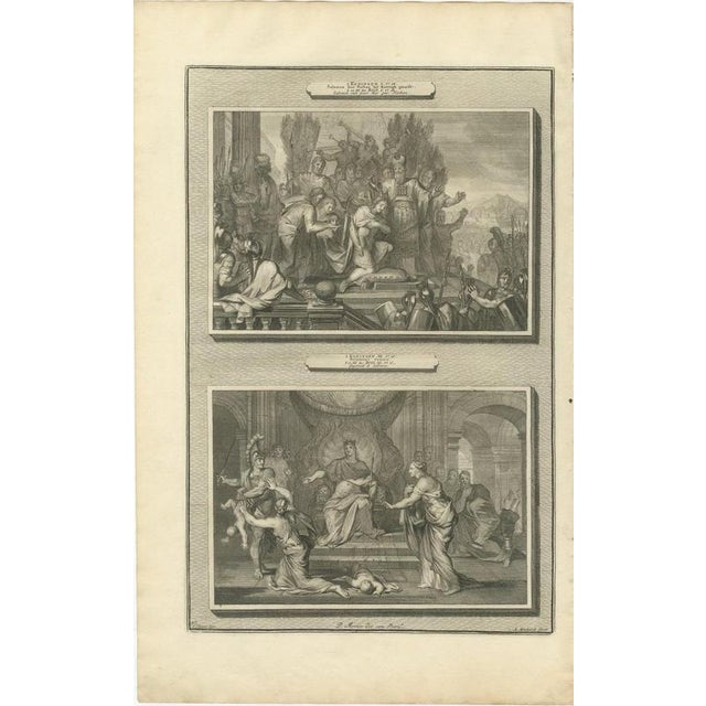Baroque Pieter Mortier, Solomon Anointed King and the Judgment of Solomon, Pieter 1700, Engraving For Sale - Image 3 of 12