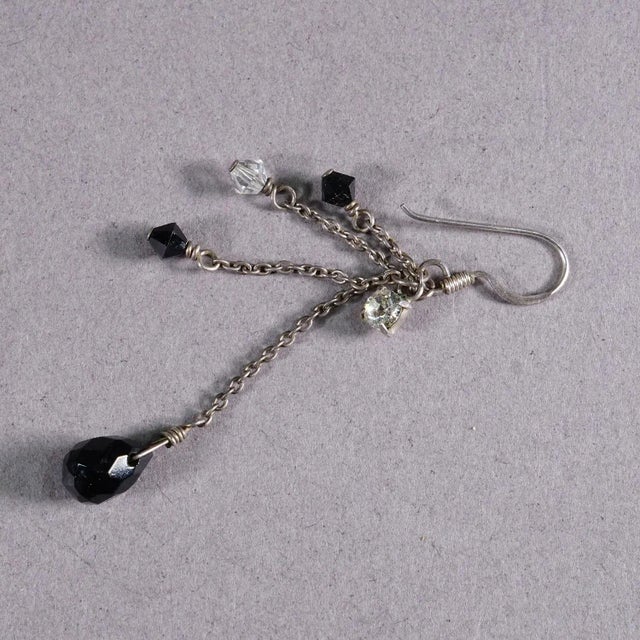 Vintage Earrings with Black Pearls and Rhinestones, Germany ca. 1950s A pair of beautiful traditional earrings with black...