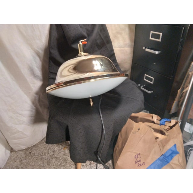 Metal 1960's Brass and Glass Pendant Light For Sale - Image 7 of 8