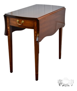Inlaid Mahogany Pembroke Table Bench Made Federal Style Accent End Side Table