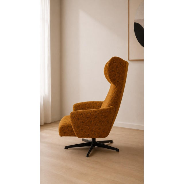 Mid-Century Modern Vintage Wingback Swivel Lounge Chair from Dřevotvar Jablonné Nad Orlicí, 1970s For Sale - Image 3 of 11