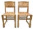 Cinco De Mayo - 1970s Brutalist Boho Chic Mexican Ceruse Oak & Leather Strap Dining Chairs - A Pair. For Sale
