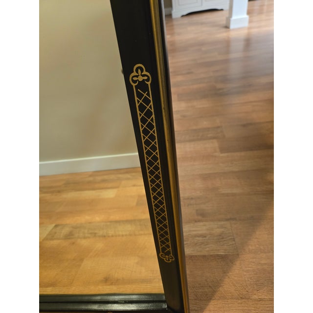 Chinoiserie Vintage Black Lacquer Chinoiserie Wall Mirror For Sale - Image 3 of 5
