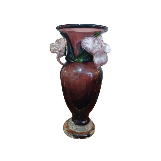Mid-Century Modern Vintage Amethyst Purple Bullicante Glass Vase For Sale - Image 3 of 3