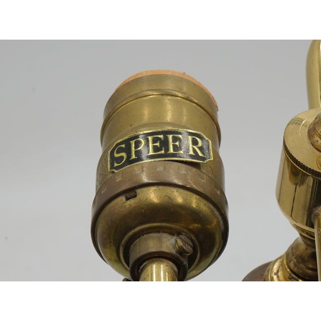 1980s Speer Pair of Brass & Blown Glass Tower Lamps For Sale - Image 12 of 13